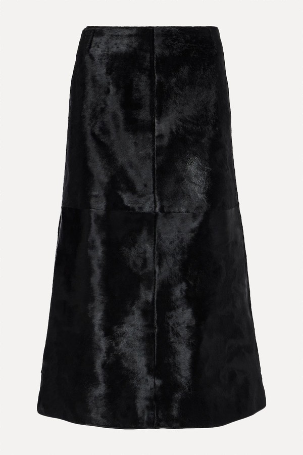 Paneled Calf Hair Midi Skirt  from Toteme