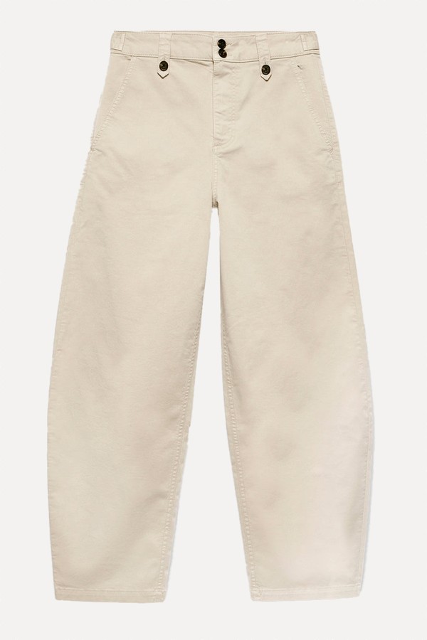 Neutral Barrel Chino Trousers from Mint Velvet