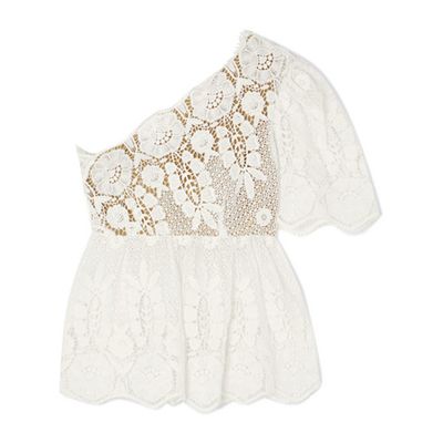 Eleanor One-Shoulder Guipure Lace Top