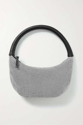 Pepper Vegan Leather-Trimmed Crystal-Embellished Mesh Shoulder Bag from Staud