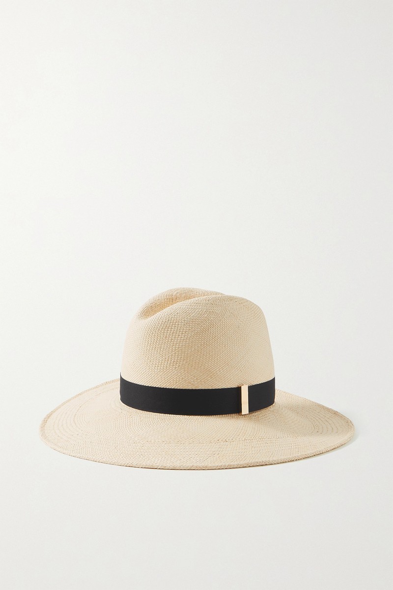 Requiem Cotton Grosgrain-Trimmed Straw Fedora from Gigi Burris