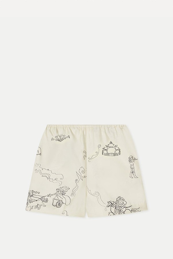 Dylla Printed Tailored Silk Twill Shorts