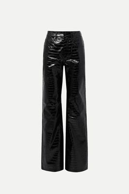 Bonnie Croc-Effect Faux Leather Straight-Leg Pant from The Frankie Shop 