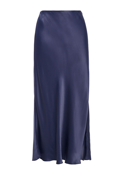 Brooklyn Fluted Satin Midi Skirt from Iris & Ink