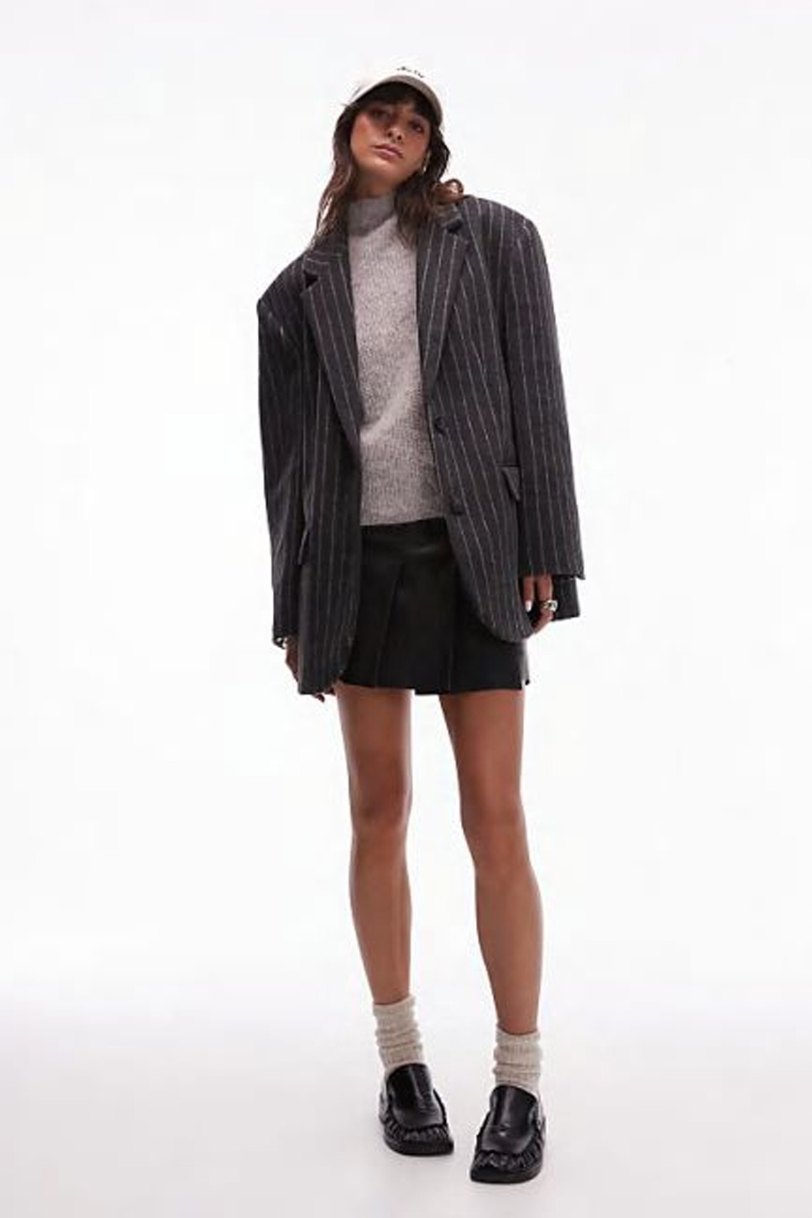 Brushed Wool Look Pinstripe Blazer Coat  from Topshop