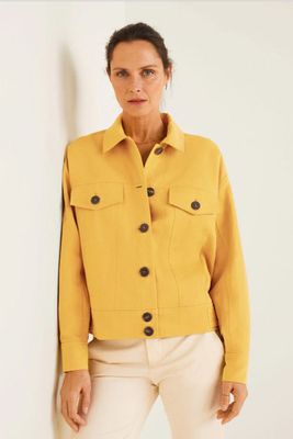 Buttons Linen-Blend Jacket