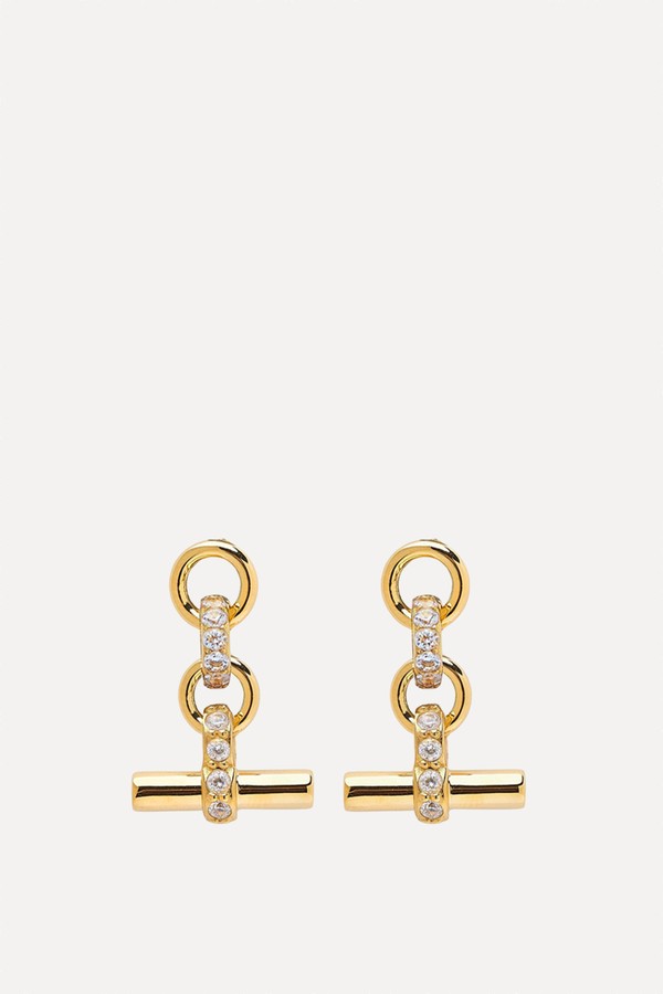 Jewelled T-Bar Drop Earrings