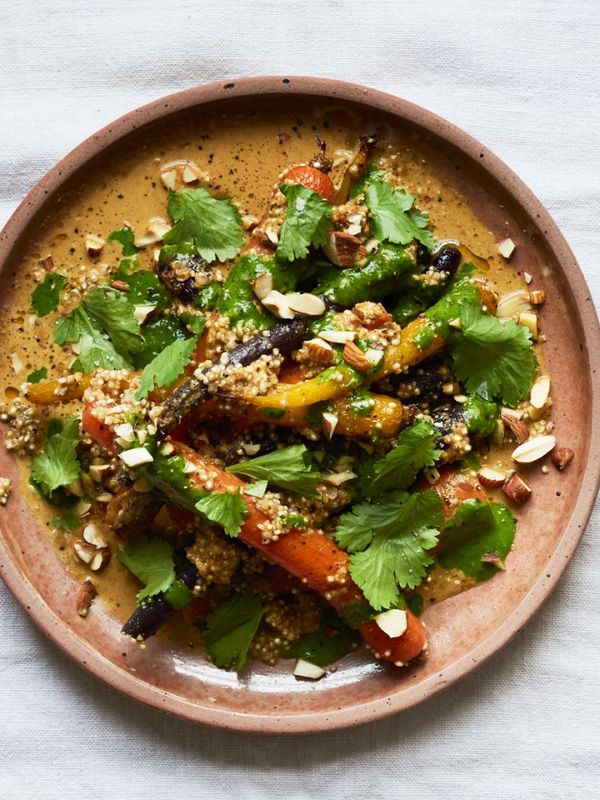 Carrots With Quinoa, Mojo Verde & A Hazelnut Sauce