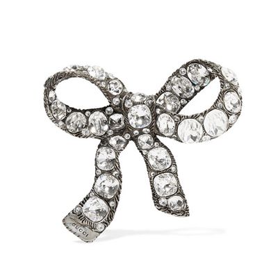 Silver-Plated Crystal Brooch from Gucci