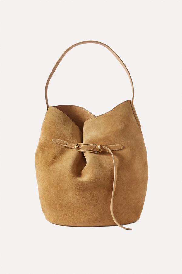 Buckled Suede Bucket Bag from LIFFNER