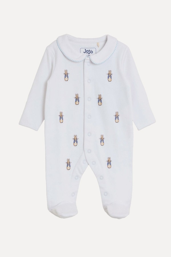 Peter Rabbit All-Over Embroidered Sleepsuit