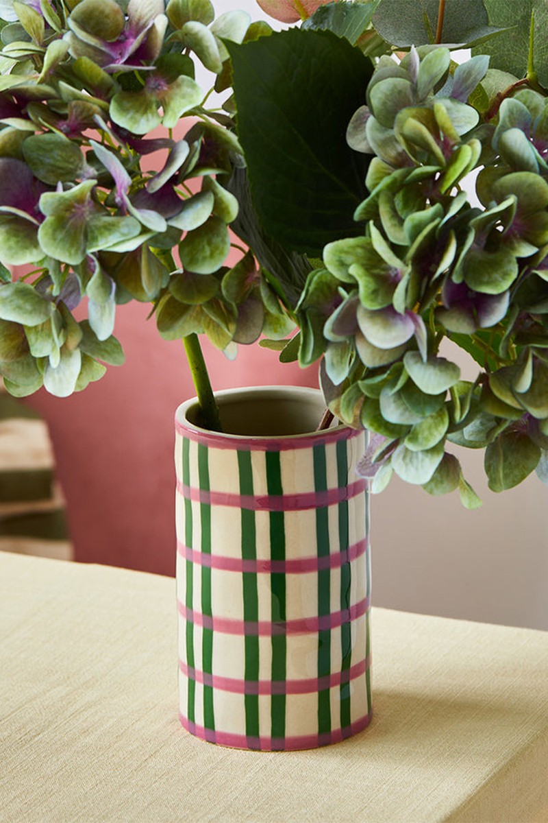 Pink & Green Chequered Vase from Rose & Grey