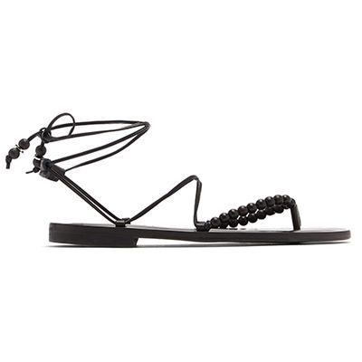 Akaiah Beaded Wraparound Leather Sandals from Alvaro