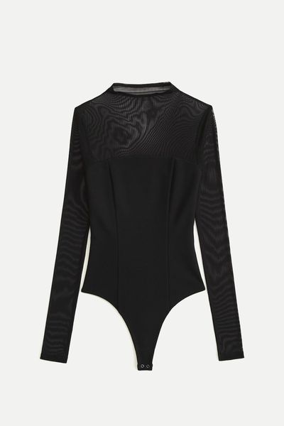 Mesh Crepe Bodysuit