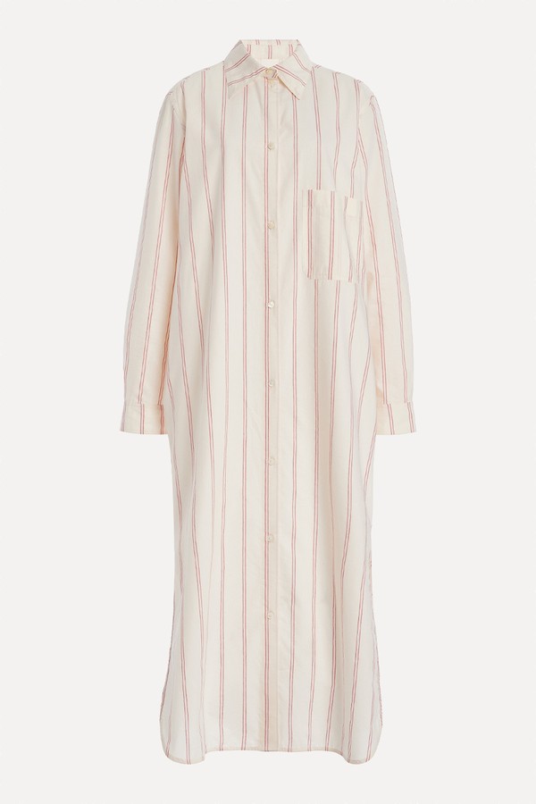 Striped Cotton-Silk Maxi Tunic Dress from Toteme