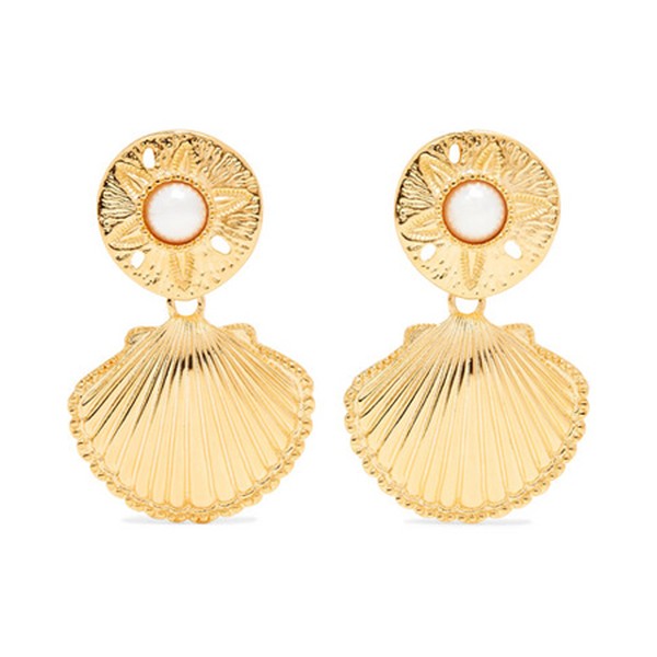 Gold-Tone Faux Pearl Clip Earrings from Kenneth Jay Lane