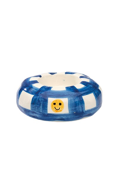 Check Smiley Ceramic Tea Light Holder from Anna & Nina