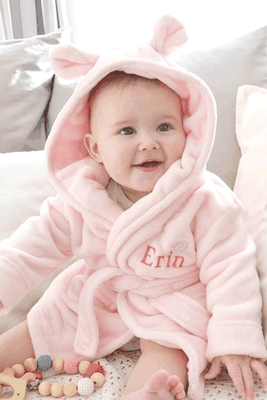 Personalised Pink Fleece Hooded Dressing Gown from 1st Birthday Gifts