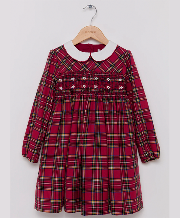 Red Tartan Charlotte Smocked Dres from Trotters