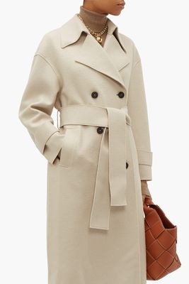 Double-Breasted Pressed-Wool Trench Coat from Harris Wharf London