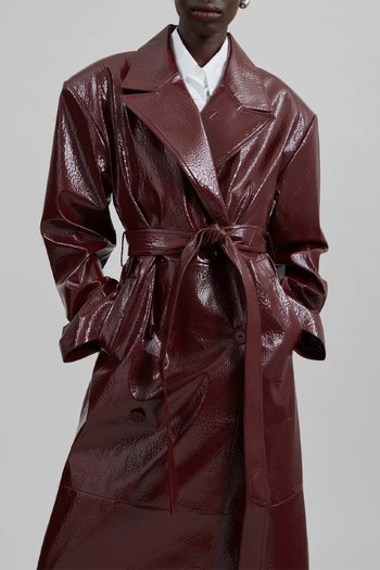 Tina Crackled Faux Leather Trench Coat