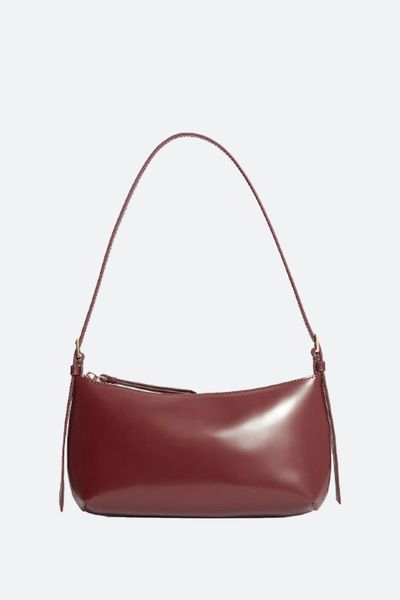 Glossed-Leather Shoulder Bag