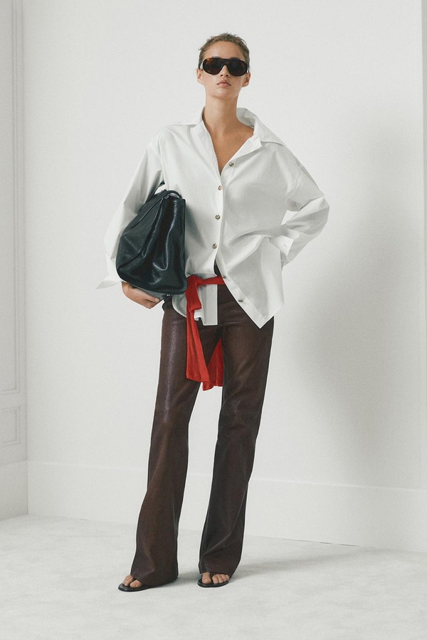 Nappa Leather Bell Bottom Trousers