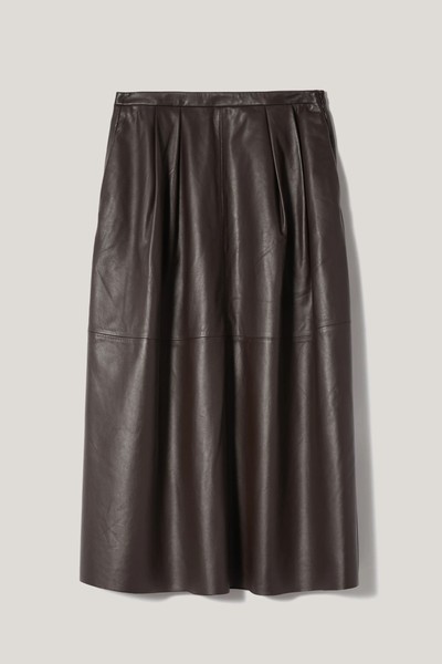 Leather Pleat Midi Skirt from Jigsaw