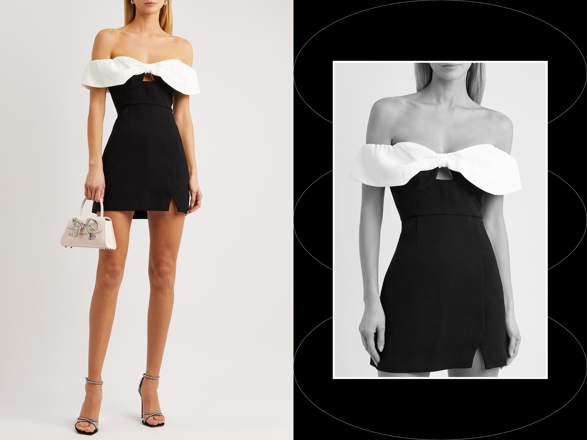 Off The Shoulder Panelled Mini Dress, £320 | Self Portrait 