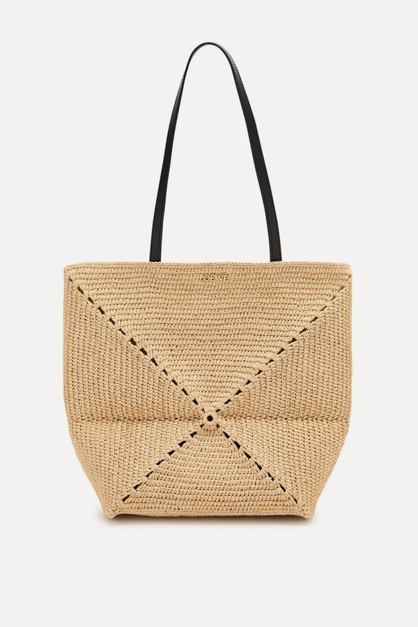 Puzzle Fold Woven Raffia Tote from LOEWE