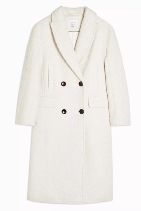 Ivory Boucle Double Breasted Coat