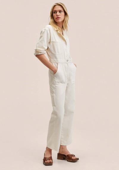 Cream Denim Jumpsuit from Mango 