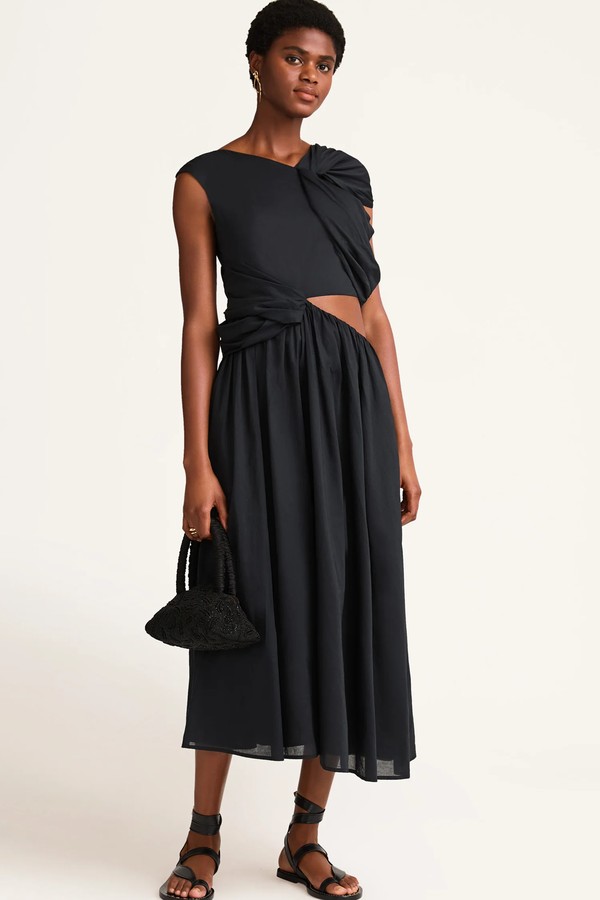 Rhapsody Asymmetric Cotton-Voile Midi Dress from Merlette