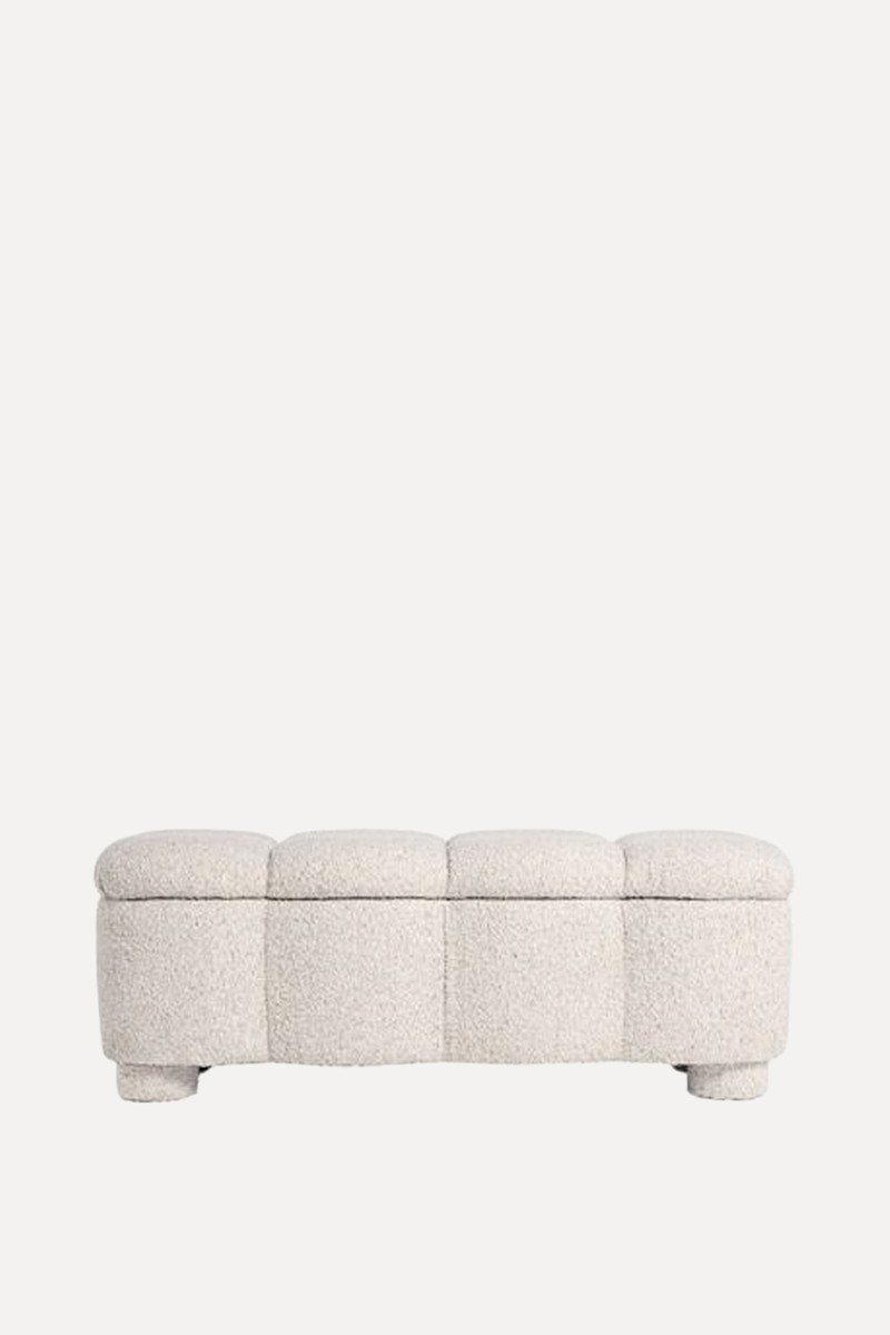 Tweedy Boucle Light Natural Bubble Upholstered Ottoman Blanket Box