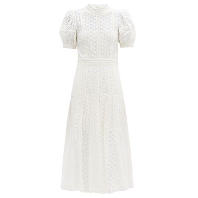 Open-Back Broderie-Anglaise Cotton Dress from Self-Portrait