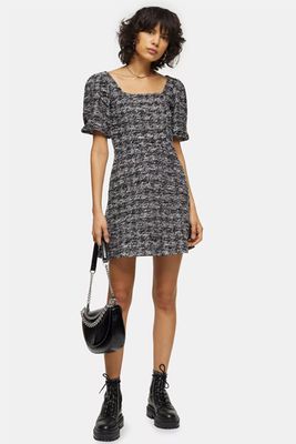 Boucle Effect Mini Jersey Dress