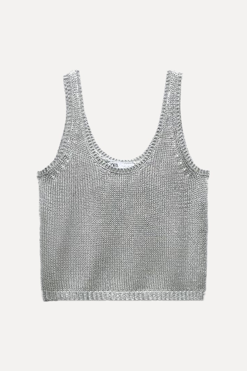 Plain Metallic Knit Top from Zara