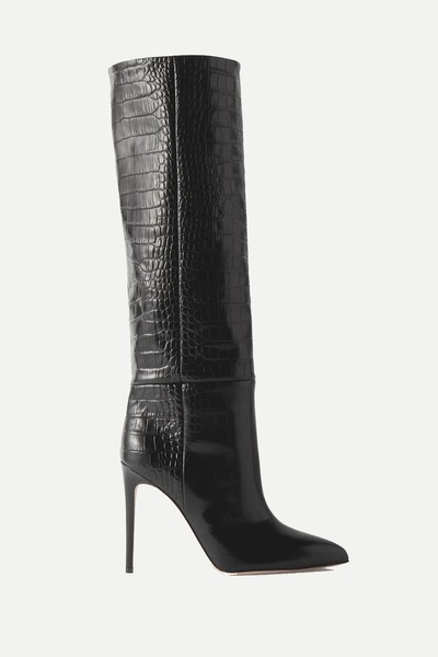 Croc-Effect Leather Knee Boots from Paris Texas