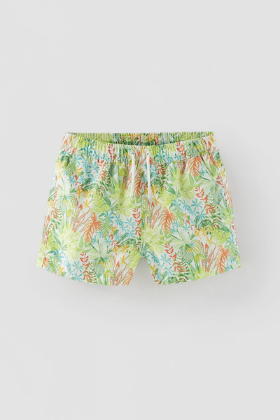 Leaf Print Bermuda Swim Shorts