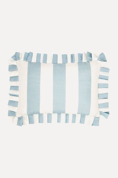 Mulberry Silk Striped Ruffle Boudoir Cushion from The French Bedroom Company