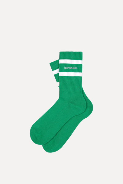 Serif Logo Socks from Sporty & Rich