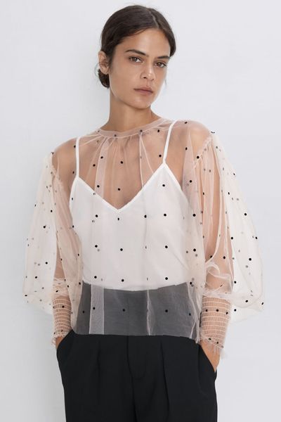Semi-Sheer Polka Dot Blouse from Zara