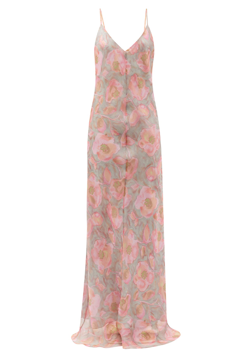 Watercolour Floral-Print Silk-Organza Slip Dress from Raey