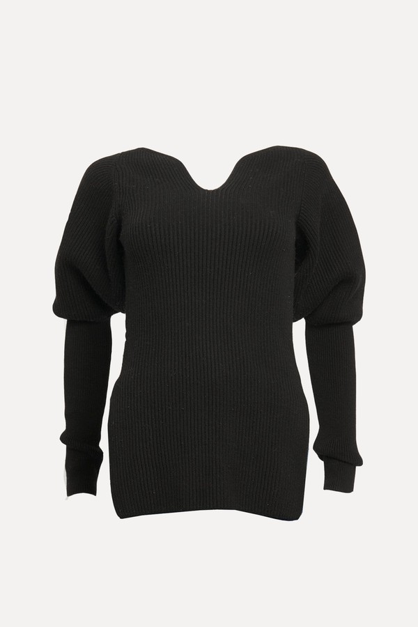  Ribbed Merino Wool Puff Sleeve Top from Khaite