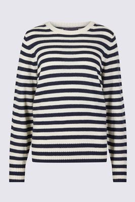 Lambswool Rich Striped Round Neck Jumper from M&S