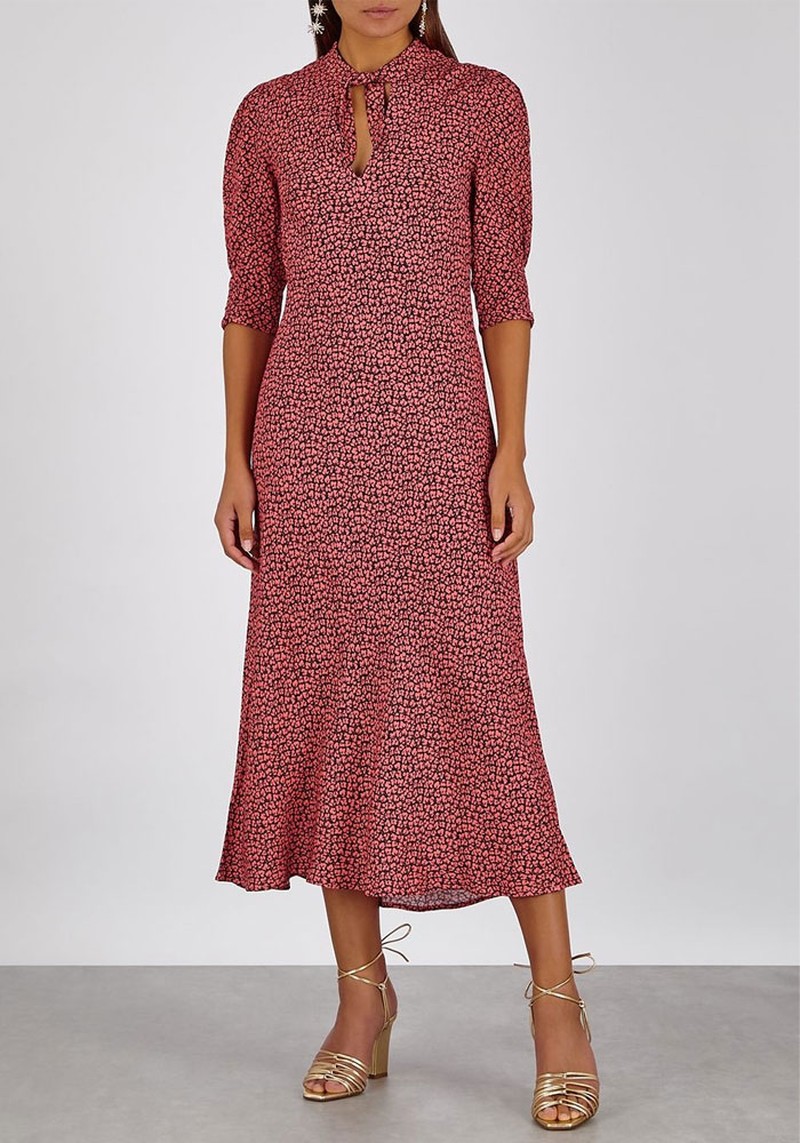 Isabella Leaf-Print Midi Dress from Rixo