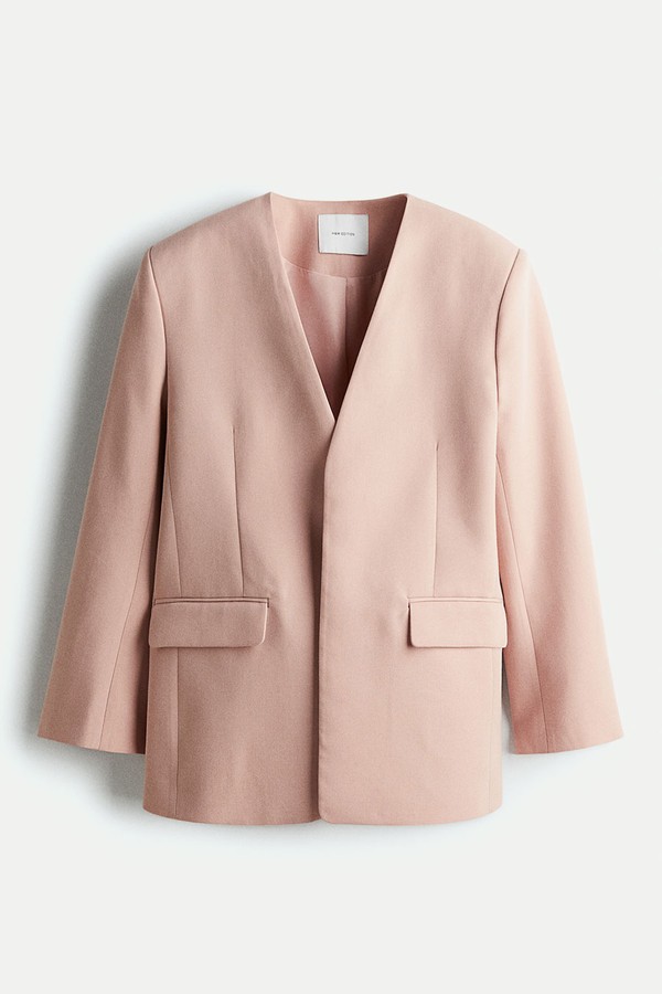 Collarless Twill Blazer from H&M