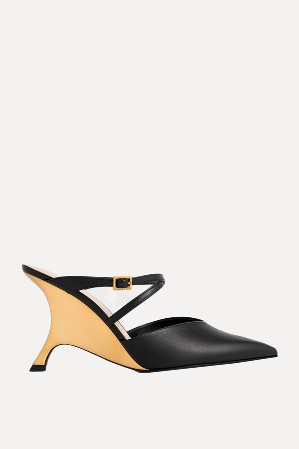 Crossover-Strap Sculptural-Heel Wedges from Charles & Keith