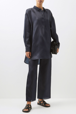 Drawstring-Waist Silk-Satin Trousers from Toteme