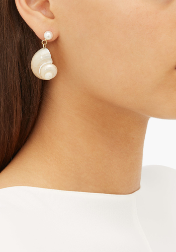 Ningyo Pearl, Shell & Gold Single Earring from Nadia Shelbaya